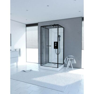 Aurlane Cabina de ducha cuadrada blanca - 90x90x230cm, reversible, cristal de seguridad Aurlane Cabina de ducha cuadrada blanca - 90x90x230cm, reversible, cristal de seguridad