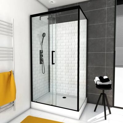 AURLANE Cabina doccia rettangolare - 80x110x230cm - Nero & Vetro temperato AURLANE Cabina doccia rettangolare - 80x110x230cm - Nero & Vetro temperato