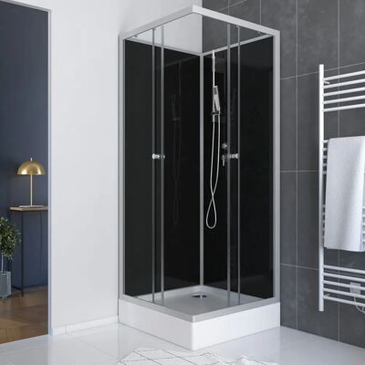Aurlane CAB118E cabine de douche - Portes en verre trempé - 195x80 cm - Noir - Publicité Aurlane CAB118E cabine de douche - Portes en verre trempé - 195x80 cm - Noir - Publicité