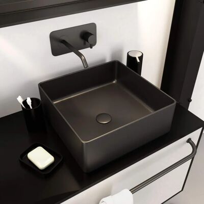 Aurlane Wandmontierte Keramikwaschbecken - 36,5x36,5x10,7cm - Dunkel Quadrat Aurlane Wandmontierte Keramikwaschbecken - 36,5x36,5x10,7cm - Dunkel Quadrat