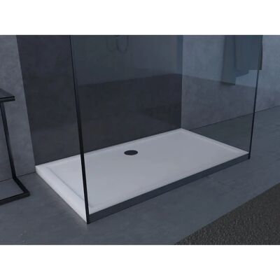 Aurlane Plato de ducha rectangular extraplano en acrílico blanco 140x80cm Aurlane Plato de ducha rectangular extraplano en acrílico blanco 140x80cm
