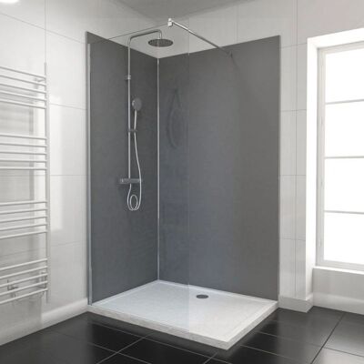 AURLANE Cabina de ducha rectangular 170x90x205 cm - Blanco con perfil negro - Infinity Low AURLANE Cabina de ducha rectangular 170x90x205 cm - Blanco con perfil negro - Infinity Low