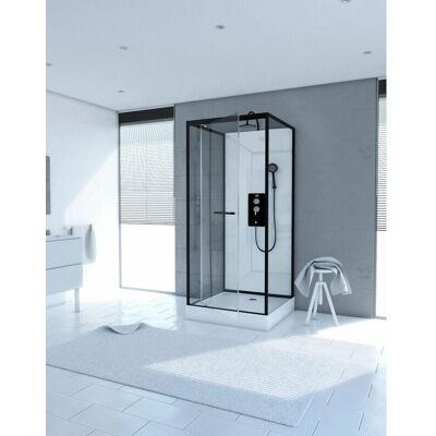 AURLANE Cabine de douche carrée 70x70x230cm - Profilé noir mat - Publicité AURLANE Cabine de douche carrée 70x70x230cm - Profilé noir mat - Publicité