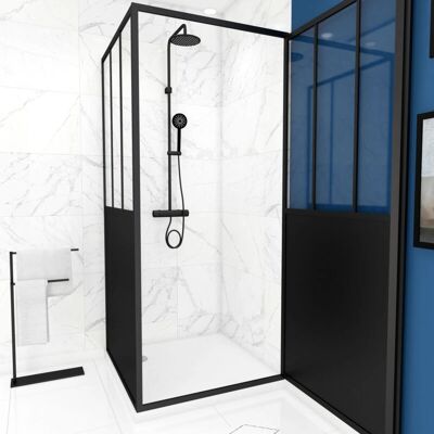 Aurlane Modello fac351 - Box doccia a parete reversibile nera Aurlane Modello fac351 - Box doccia a parete reversibile nera