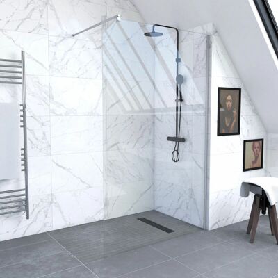 AURLANE Paroi de douche 140cm Cromata - Vetro 8mm, Reversibile AURLANE Paroi de douche 140cm Cromata - Vetro 8mm, Reversibile
