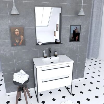 Set Arredo Bagno Bianco Aurlane - MDF, 2 Cassetti, Lavabo in Resina Set Arredo Bagno Bianco Aurlane - MDF, 2 Cassetti, Lavabo in Resina