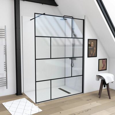Aurlane Negro 140x195cm Cristal templado Mampara - Blocks Aurlane Negro 140x195cm Cristal templado Mampara - Blocks