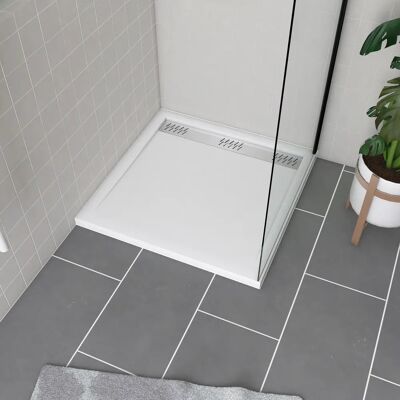 Aurlane FAC483 Piatto doccia bianco in acrilico - Antiscivolo, Scarico lineare, 80x80 cm Aurlane FAC483 Piatto doccia bianco in acrilico - Antiscivolo, Scarico lineare, 80x80 cm