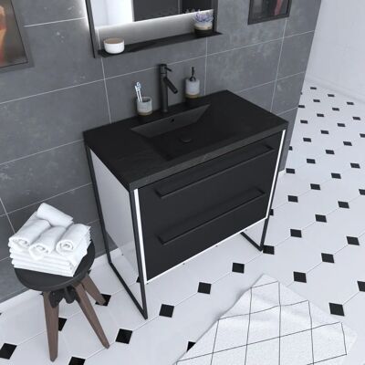 Aurlane PACM027 Gabinete de almacenaje baño - Negro/Blanco - 80x50 cm Aurlane PACM027 Gabinete de almacenaje baño - Negro/Blanco - 80x50 cm