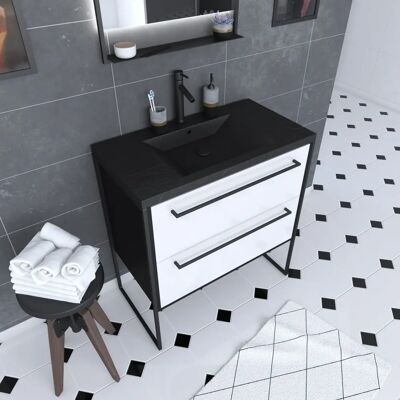 Aurlane PACM073 Mobile da bagno - Moderno, Nero, 2 cassetti Aurlane PACM073 Mobile da bagno - Moderno, Nero, 2 cassetti