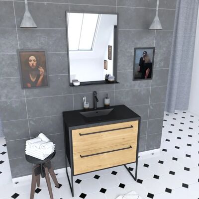 Aurlane PACM105 Mueble de baño - Roble marrón, 80x50 cm, Espejo LED Aurlane PACM105 Mueble de baño - Roble marrón, 80x50 cm, Espejo LED