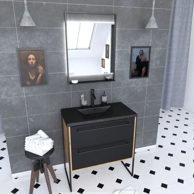 Aurlane PACM107 Juego de Muebles de Baño - Nogal Negro - Muebles de Baño Aurlane PACM107 Juego de Muebles de Baño - Nogal Negro - Muebles de Baño