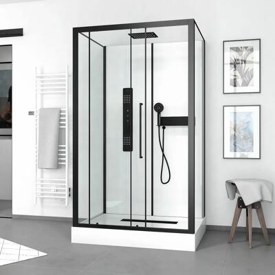 Aurlane - Cabine de douche rectangulaire - Aluminium noir - Réversible - Publicité Aurlane - Cabine de douche rectangulaire - Aluminium noir - Réversible - Publicité