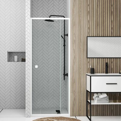 Aurlane Puerta de Ducha Ajustable Blanca - 78-90cm - Mampara Aurlane Puerta de Ducha Ajustable Blanca - 78-90cm - Mampara