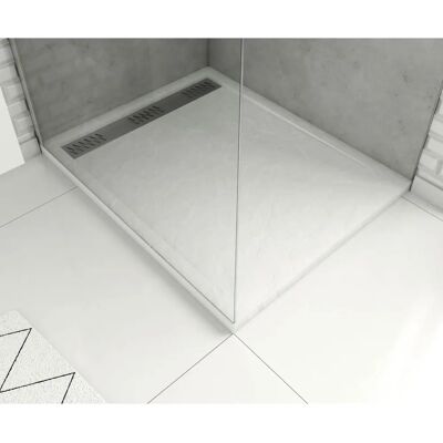 Aurlane Bac de douche effet pierre blanc ultra plat - Receveur de douche - Publicité Aurlane Bac de douche effet pierre blanc ultra plat - Receveur de douche - Publicité