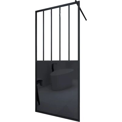 Aurlane Pared de ducha 90x200cm - Vidrio templado, Aluminio negro mate Aurlane Pared de ducha 90x200cm - Vidrio templado, Aluminio negro mate