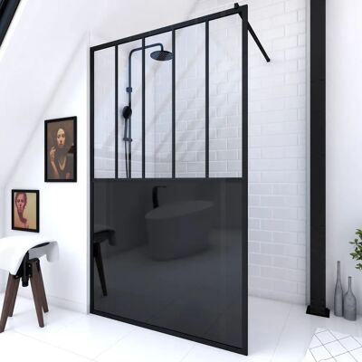 AURLANE 120x200cm Paroi de douche noire sans cadre - Verre trempé 6mm - Publicité AURLANE 120x200cm Paroi de douche noire sans cadre - Verre trempé 6mm - Publicité