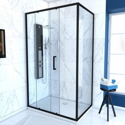 Aurlane - Mampara de ducha con 1 puerta corredera y lateral fijo - 120x90x200cm Aurlane - Mampara de ducha con 1 puerta corredera y lateral fijo - 120x90x200cm