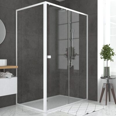 Aurlane Mampara de Ducha Blanca 140x185cm + Panel Fijo 90cm - Tipo de Ducha Aurlane Mampara de Ducha Blanca 140x185cm + Panel Fijo 90cm - Tipo de Ducha