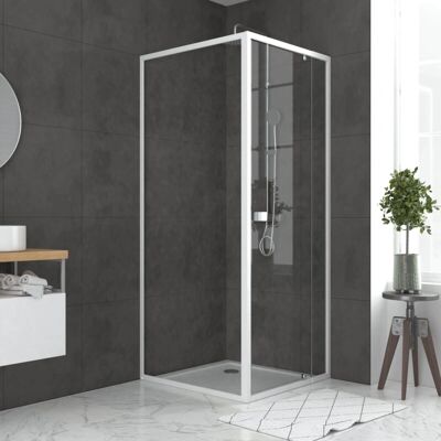 Porta doccia pivotante bianca estensibile Aurlane - 78-90x185cm Porta doccia pivotante bianca estensibile Aurlane - 78-90x185cm