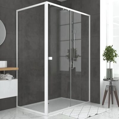 Porte de douche blanche Aurlane PACF029 - 140x185cm - Publicité Porte de douche blanche Aurlane PACF029 - 140x185cm - Publicité