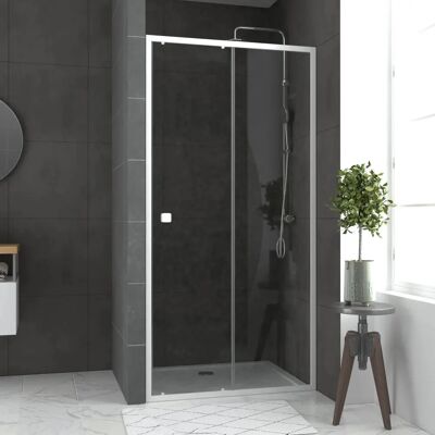 Puerta de ducha blanca Aurlane PACF035 - Reversible, Marco ajustable, 100x185cm Puerta de ducha blanca Aurlane PACF035 - Reversible, Marco ajustable, 100x185cm
