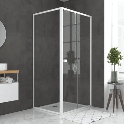 Aurlane Ducha Corredera Blanca 100x185cm + Fija 80cm + Plato - Ducha Aurlane Ducha Corredera Blanca 100x185cm + Fija 80cm + Plato - Ducha