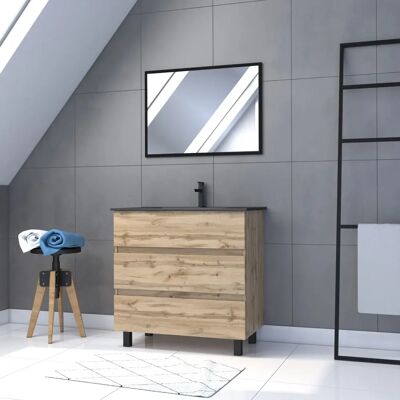 Conjunto de baño AURLANE Timber 80 Roble Natural - Cajones con cierre suave Conjunto de baño AURLANE Timber 80 Roble Natural - Cajones con cierre suave