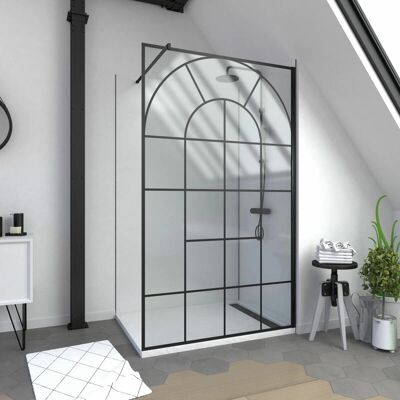 AURLANE Pared de Ducha Deco - 120x195cm, Negro Mate, Reversible - Pared de Ducha AURLANE Pared de Ducha Deco - 120x195cm, Negro Mate, Reversible - Pared de Ducha