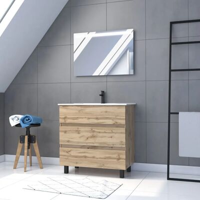Gabinete de almacenamiento de baño Aurlane PACM256 Madera Natural - Diseño moderno Gabinete de almacenamiento de baño Aurlane PACM256 Madera Natural - Diseño moderno