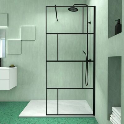 Aurlane PACF114 - Mampara de ducha reversible con plato efecto piedra Aurlane PACF114 - Mampara de ducha reversible con plato efecto piedra