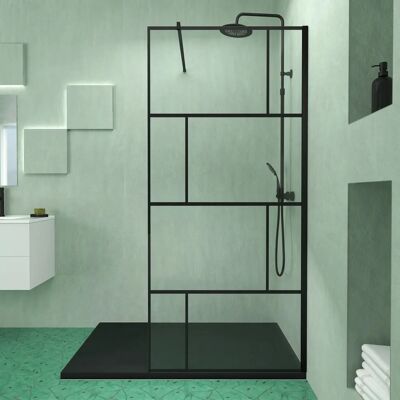 Aurlane PACF115 Cabine de douche - Verre motif briques & Plateau en pierre - Publicité Aurlane PACF115 Cabine de douche - Verre motif briques & Plateau en pierre - Publicité