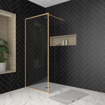 Aurlane FAC730 Mampara de Ducha Reversible Oro Cepillado - 90x200cm Aurlane FAC730 Mampara de Ducha Reversible Oro Cepillado - 90x200cm