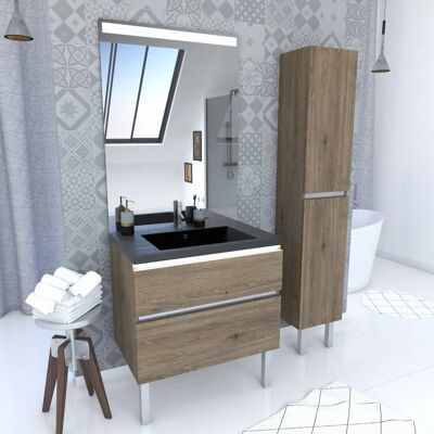 Aurlane Uby 80 - Juego de Muebles de Baño Moderno con Almacenamiento, Lavabo y Espejo Aurlane Uby 80 - Juego de Muebles de Baño Moderno con Almacenamiento, Lavabo y Espejo