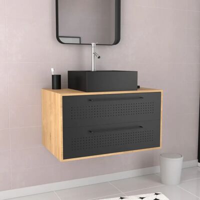 Aurlane Uby 80 Armario de almacenamiento de baño en negro mate - Armario de baño Aurlane Uby 80 Armario de almacenamiento de baño en negro mate - Armario de baño