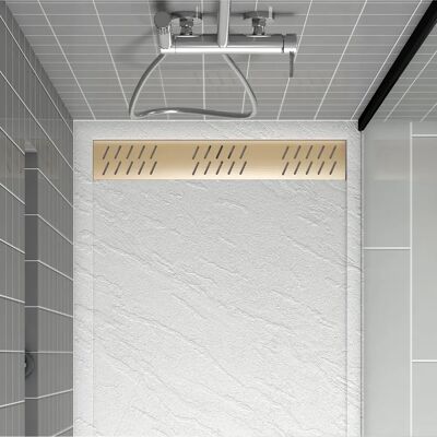 Aurlane FAC792 Plato de ducha de aluminio dorado cepillado - rejilla línea oro Aurlane FAC792 Plato de ducha de aluminio dorado cepillado - rejilla línea oro