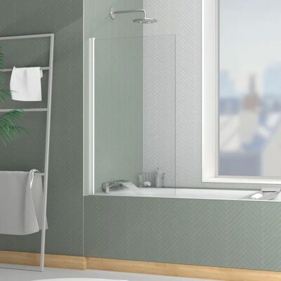 Mampara de bañera Aurlane FAC733 - Reversible - Cristal templado 4mm - Acabado Cromo - Divisoria de bañera Mampara de bañera Aurlane FAC733 - Reversible - Cristal templado 4mm - Acabado Cromo - Divisoria de bañera