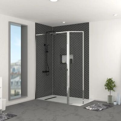 Aurlane FAC754 Mampara de Ducha Cromada - Reversible, Vidrio 5mm Aurlane FAC754 Mampara de Ducha Cromada - Reversible, Vidrio 5mm