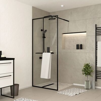 Aurlane Cabine de douche 80x200cm - noir mat - Profil, Porte-serviettes, Étagère - Shower enclosure - Publicité Aurlane Cabine de douche 80x200cm - noir mat - Profil, Porte-serviettes, Étagère - Shower enclosure - Publicité