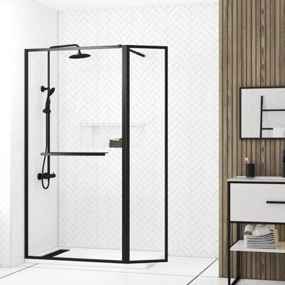 Aurlane FAC760 Mampara de Ducha Negra Mate - 90+40x200cm Aurlane FAC760 Mampara de Ducha Negra Mate - 90+40x200cm