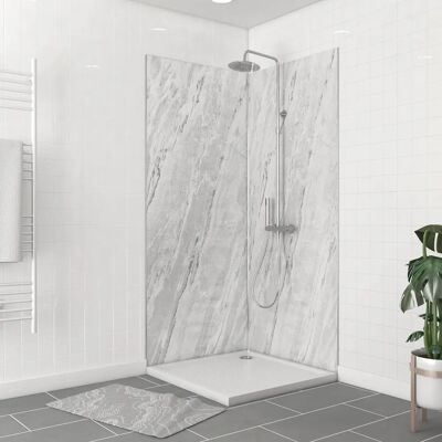 Aurlane - Pack de paneles de pared + Perfil de esquina cromado + 2 perfiles de acabado - 90x210 - Ice Lunar 90 - Ducha Aurlane - Pack de paneles de pared + Perfil de esquina cromado + 2 perfiles de acabado - 90x210 - Ice Lunar 90 - Ducha
