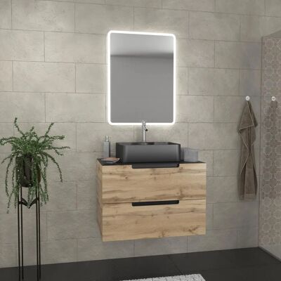 Gabinete de almacenaje para baño Aurlane - Moderno con 2 cajones en acabado roble negro Gabinete de almacenaje para baño Aurlane - Moderno con 2 cajones en acabado roble negro