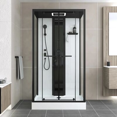 Aurlane - Cabina de ducha rectangular con Hammam, jets, LED y Bluetooth Aurlane - Cabina de ducha rectangular con Hammam, jets, LED y Bluetooth