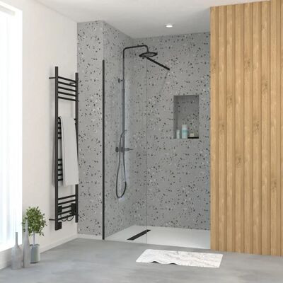 Mampara de Ducha Negra Aurlane FAC904 - 50x195 cm - Reversible Mampara de Ducha Negra Aurlane FAC904 - 50x195 cm - Reversible
