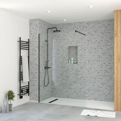 Aurlane FAC911 Mampara de Ducha Negra - Reversible, Vidrio 5mm Aurlane FAC911 Mampara de Ducha Negra - Reversible, Vidrio 5mm