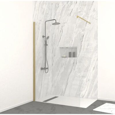 Paroi de douche Aurlane FAC915 - Réversible, Verre 8mm, Or Brossé Paroi de douche Aurlane FAC915 - Réversible, Verre 8mm, Or Brossé