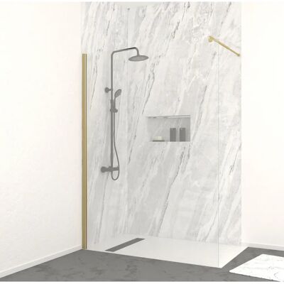 Aurlane FAC916 Mampara de Ducha - Oro Cepillado - Instalación Reversible Aurlane FAC916 Mampara de Ducha - Oro Cepillado - Instalación Reversible