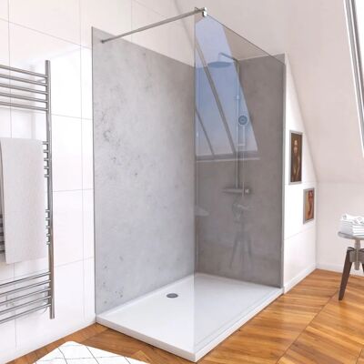 Aurlane PACP079 Enceinte de douche - Panneaux gris clair, Receveur 120x90, Verre transparent, Bras de support - Publicité Aurlane PACP079 Enceinte de douche - Panneaux gris clair, Receveur 120x90, Verre transparent, Bras de support - Publicité