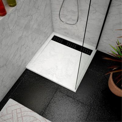 Aurlane PACR009 Plato de Ducha - Acrílico, Negro, Blanco, Cromo - 80x80x4cm Aurlane PACR009 Plato de Ducha - Acrílico, Negro, Blanco, Cromo - 80x80x4cm