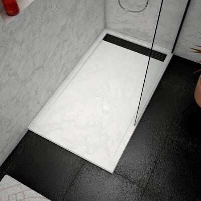 Aurlane PACR019 Bacha de Ducha - Acrílico Reforzado, Negro, Blanco, Cromo Aurlane PACR019 Bacha de Ducha - Acrílico Reforzado, Negro, Blanco, Cromo